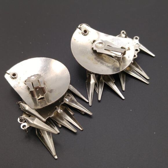 Vintage Southwestern Style Silver Tone Tassel Clip Earrings, 2 Inches - Picture 7 of 10